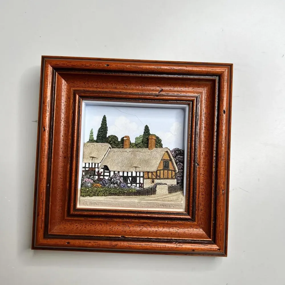Vintage Friar Crafts Ann Hathaway's Cottage Small Wall Plaque Brown‎ England